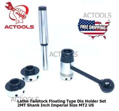 MT2 Lathe Tailstock Floating Type Die Holder Set Shank 2MT Inch Imperial Size