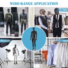 Male Mannequin Dress Form 73″ Adjustable Mannequin Full Body Stand w/Base Black