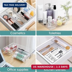 WOWBOX 25 PCS Clear Plastic Drawer Organizer Set, 4 Sizes Desk Drawer Divider Or