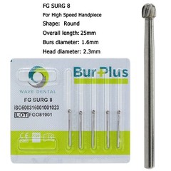 WAVE Dental Surgical Round Burs 2 4 6 8 FG SURG Long 25mm Carbide Bur High Speed