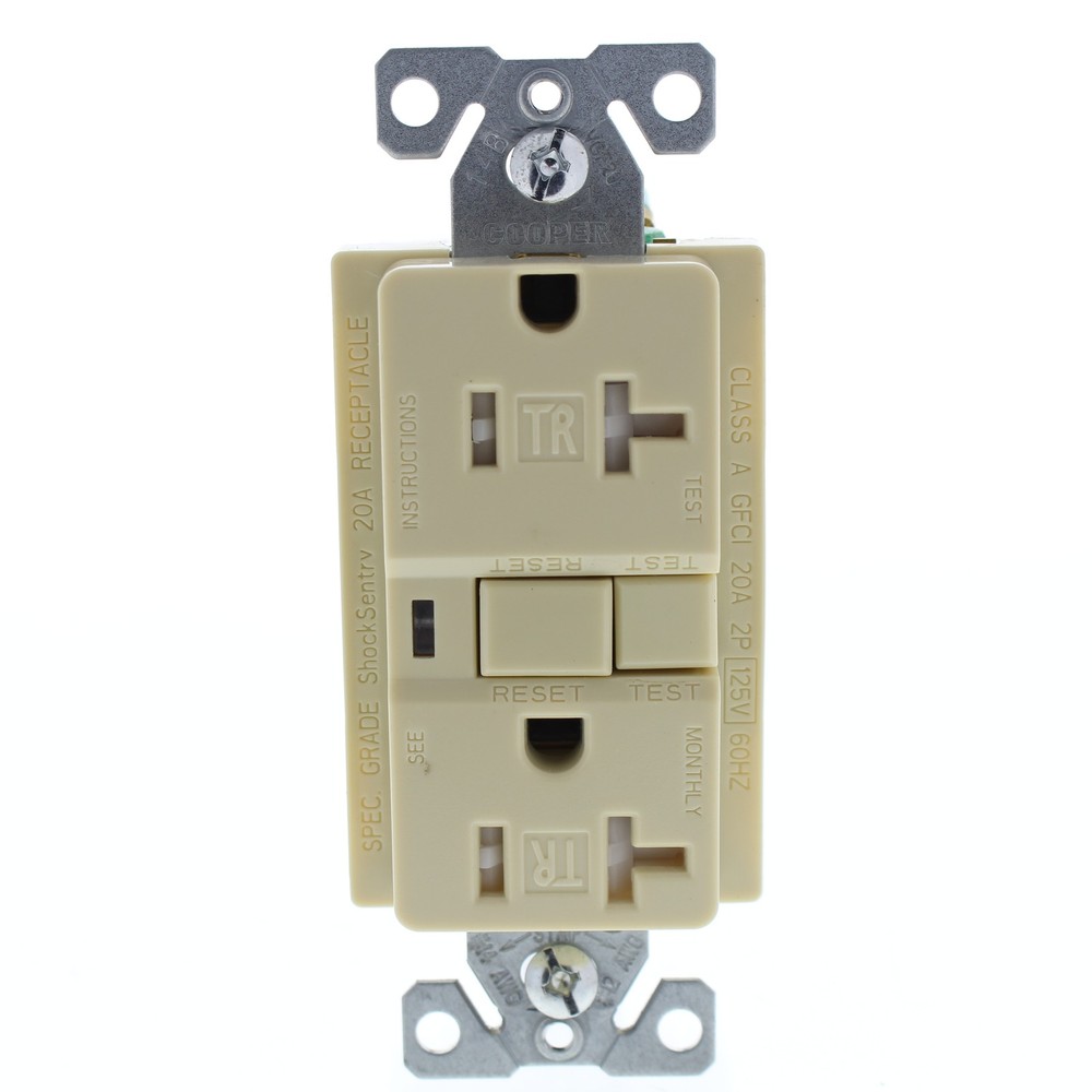 Cooper Ivory Tamper Resistant GFCI Outlet with Quick-Connect 5-20 20A TRVGF20BVM
