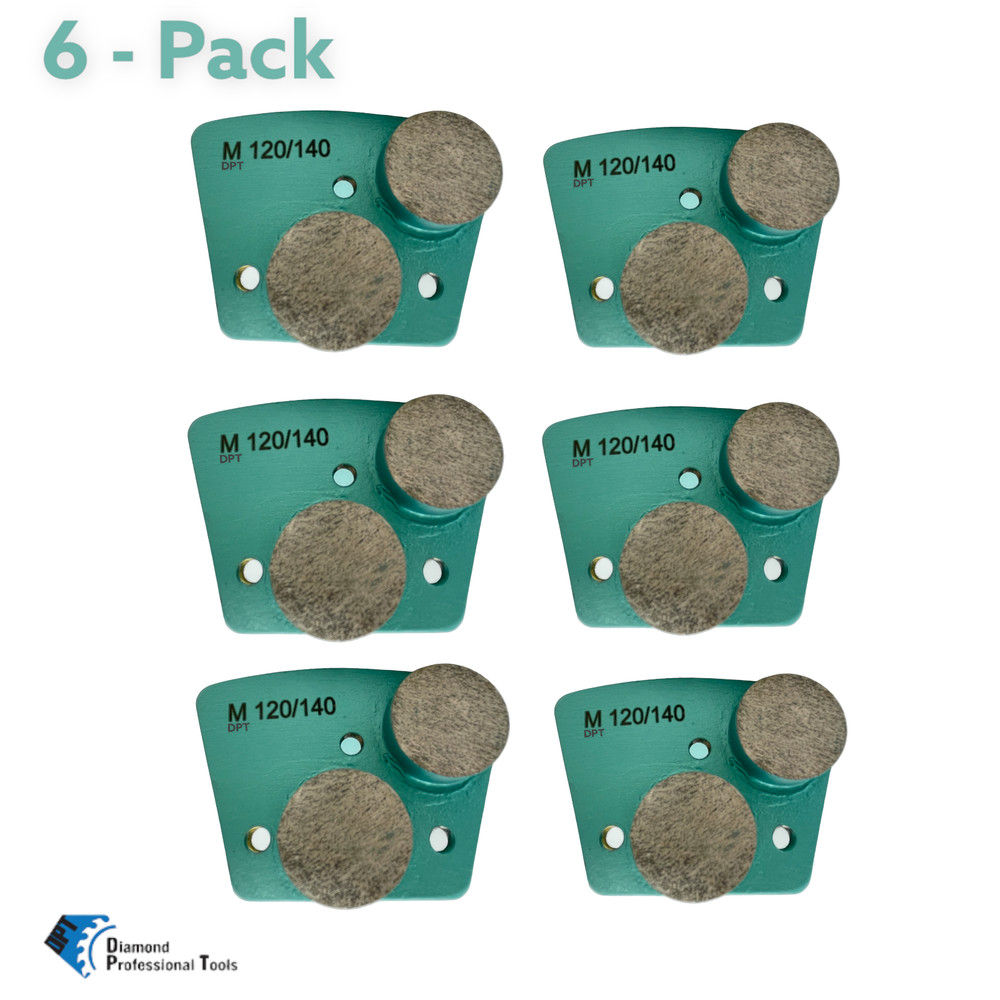 6 Pack Grinder Tooling for Bolt on Concrete Floor Grinders Medium Bond 120 Grit
