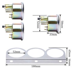 3 in1 52mm 2″ Chrome Car Triple Gauge Set Kit Water Temp Oil Pressure Volt Meter