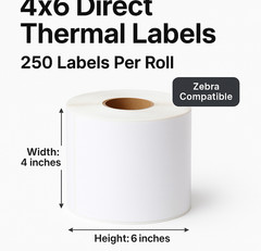 40 Rolls Direct Thermal Labels 4×6 Labels 250/Roll For Zebra 2844 Eltron ZP450