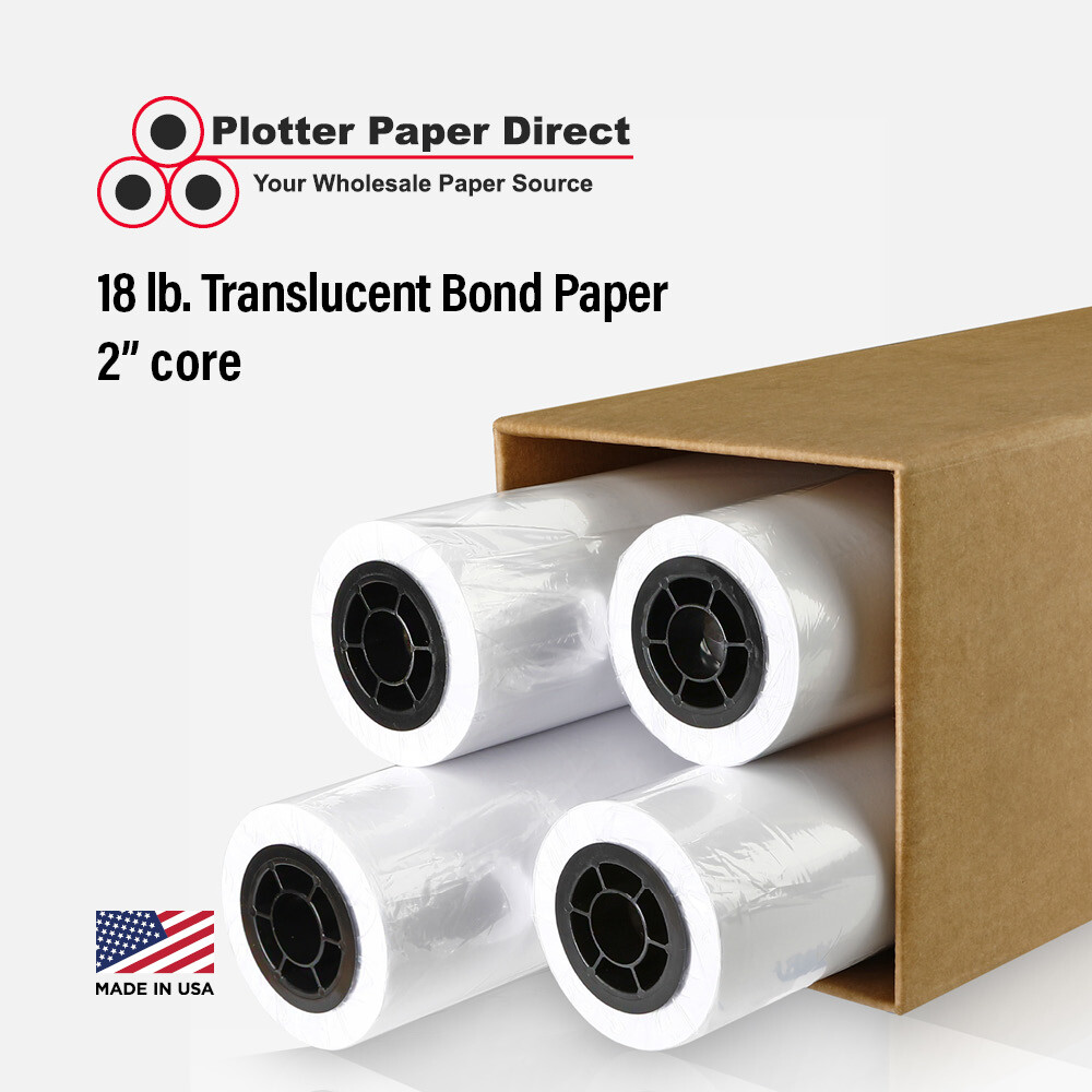 4 rolls 36″ x 150′ 18lb Translucent Bond Paper for Wide Format Inkjet Printers