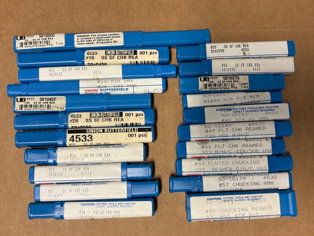 Large selection of new Union Butterfield HSS chucking reamers | Choose your size