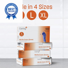 Caring Nitrile Exam Gloves Medium (Pack of 100), 100)