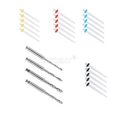 Dental Endodontic Fiber Posts Kit 1.2mm 1.4mm 1.6mm 1.8mm +4Pcs Drills