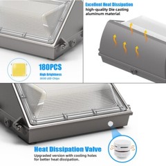 2Pack 150W Led Wall Pack Light Dusk to Dawn Commercial Outdoor Security Lighting