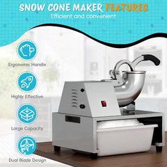 Snow Cone Machine Shaved Ice, 500LB/H Commercial Ice Crusher Shaved Ice Machine