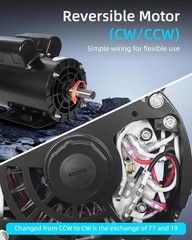 2/3/5HP SPL Air Compressor Electric Motor 230V 56 Frame 3450RPM CW/CCW Rotation