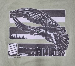 Safety Shirtz Eagle Flying Over City Logo Reflective Green Gildan Mens L
