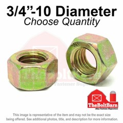 3/4″-10 Grade 8 Finished Hex Nuts Zinc Yellow Coarse Thread (Pick Quantity)