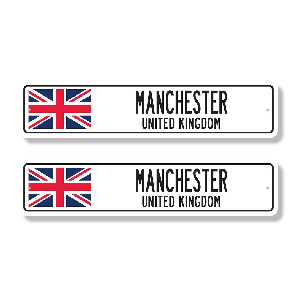 MANCHESTER UNITED KINGDOM Street Sign (2 Pack) British Britons Brits flag city