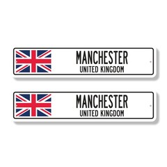 MANCHESTER UNITED KINGDOM Street Sign (2 Pack) British Britons Brits flag city