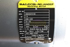 Baldor 7.5 Hp Electric Motor 3450 RPM 184 T Frame 1 Ph Single Phase 208/230 Volt