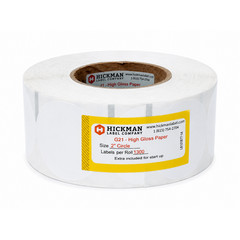 Hickman G21 High Gloss Paper 2″ Circle Labels 1300 Labels/Roll NEW
