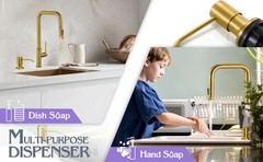 Soap Dispenser for Kitchen Sink Brushed Gold, Built in Stainless Steel Kitchen