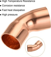 5/8 Inch 45 Degree Elbow Copper Fittings for HVAC, Pack of 2