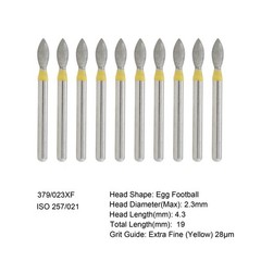 Dental Diamond Burs FG 368/023C 379/023C Football Egg Coarse Fine For High Speed