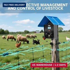 Electric Fence Energizer with LCD Display, Ortis 12,000V 3 Joules Electric Fence