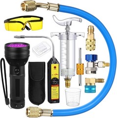 AC Leak Detector Kit for R1234yf, R134a & R410a with UV Dye & Oil Injector