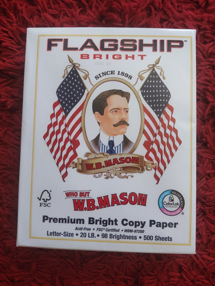 Flagship 8 1/2 x 11 Copy Paper WB MASON 500 Sheets per pack 98 brightness