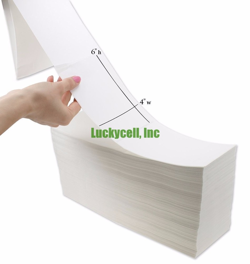 4000 Fanfold 4×6 Direct Thermal Shipping Labels For Zebra 2844 ZP450 ZP500 ZP505