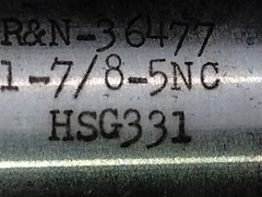 R&N- 36477 , NOS 1-7/8″ 5 Tpi NC, Right Handed Tap , Taper , HSG331, 7.5″ Long