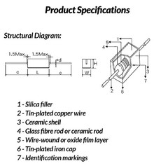 30 /50 /100 Watt Wire wound Cement Resistors Axial 0.1 ohms to 200K ohms 5%