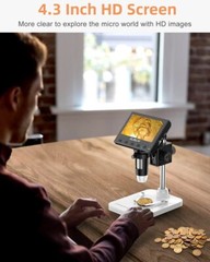 Elikliv Digital Microscope 1000X 4.3” LCD Screen Jewelry Loupe Coin Magnifier