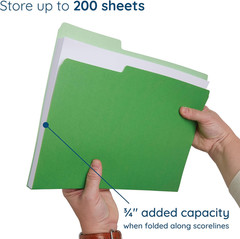File Folders Letter Size 1/3 Cut Tabs 100 Pk Various Colors Two Tone Durable