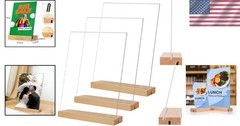 8.5×11 Acrylic Wood Display Stand 3 Pack T/L Vertical Slant Back Wedding Rest…
