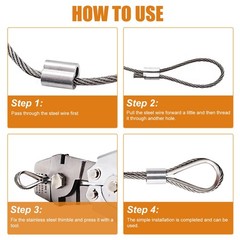 320 Pcs Aluminum Crimping Loop Sleeve 8 Sizes Wire Rope Sleeves Ferrules Kit