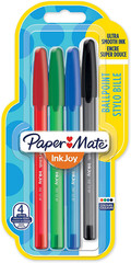 Inkjoy 100ST Ballpoint Pens | Medium Point (1.0Mm) | Classic Colours | 4 Count