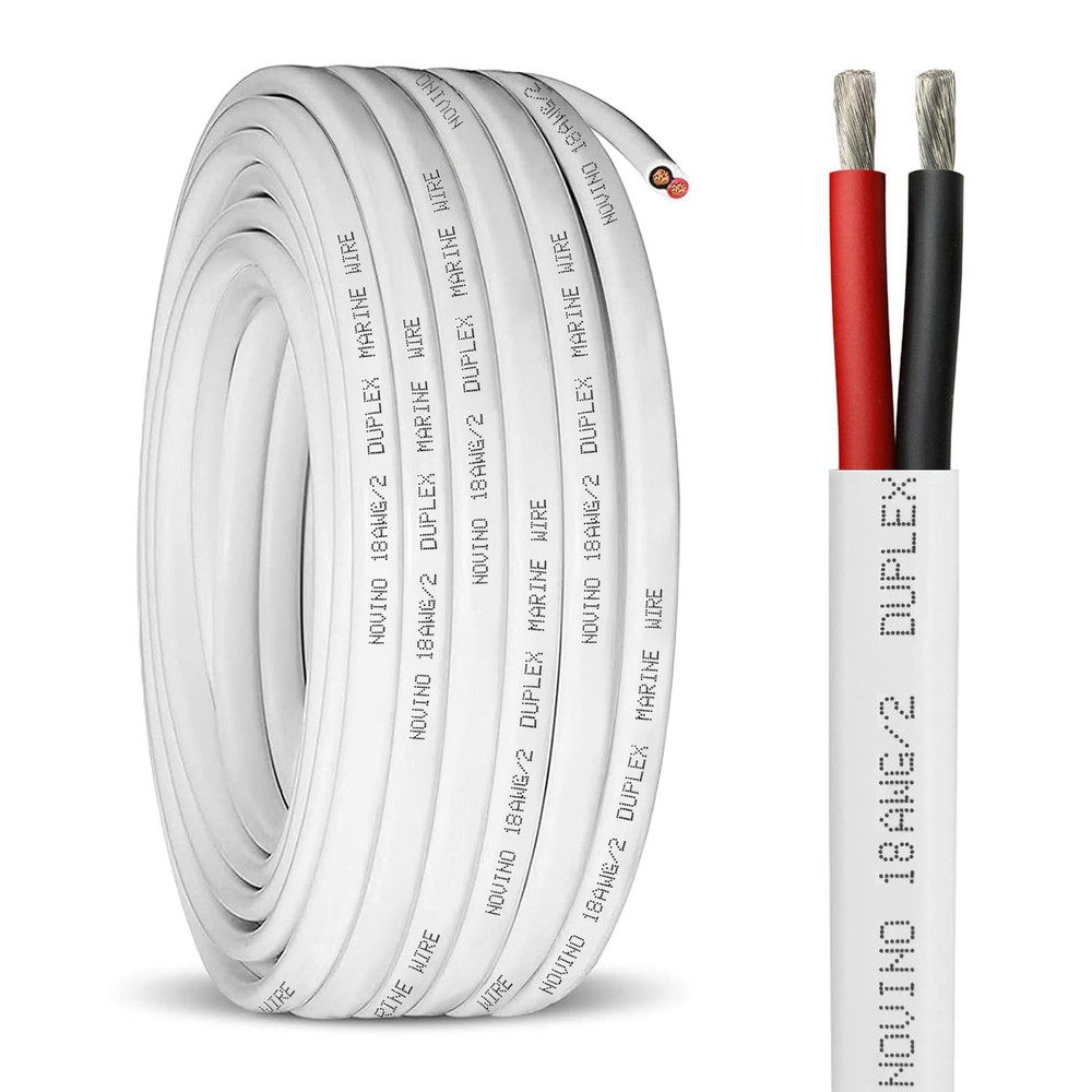 18 Gauge Marine Wire,18 AWG 30ft Duplex Grade Wire Tinned 30 ft, White