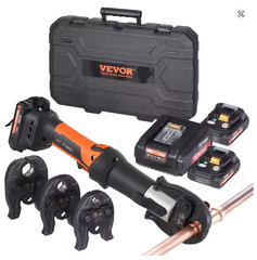 VEVOR Pro Press Tool Pipe Crimping Kit Press Tool Battery Kit 1/2″ 3/4″ 1″ Jaw