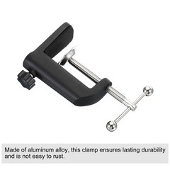 2Pcs 0.49″ Hole Dia. Universal C-Clamp Table Lamp Mic Arm Mount Desk Clamp Black