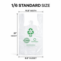 Clear Plastic T-Shirt Grocery Bags 3 Mil Heavy Duty Reusable 1/6 21×6.5×11.5