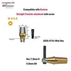 US Dental Straight Transfer Abutment Mini/Regular 1-6.0mm for Osstem Hiossen TS