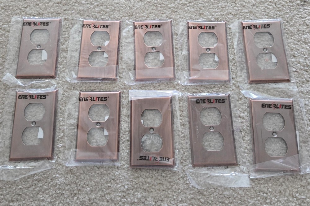 ENERLITES ANTIQUE COPPER DUPLEX RECEPTACLE STAINLESS STEEL 1G WALLPLATE-10 PACK