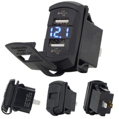 Automotive USB Car Charger LED Digital Voltmeter Voltage Gauge Ammeter Panel 12v