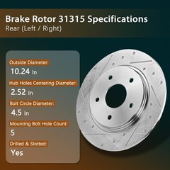 10.24″ Rear Drilled Slotted Brake Rotors 03-07 Honda Accord 04-08 Acura TSX