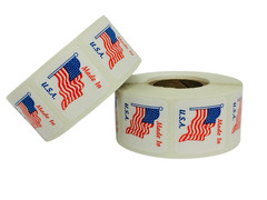 Made in U.S.A. (1″X1″) Labels America American Flag Peel & Stick (2) RLS 500 EA