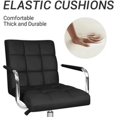Mid Back PU Leather Office Chair Adjustable Swivel Desk Chair with Arms