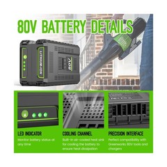 2 Packs 80V 3.5Ah Lithium Battery Replace for Greenworks 80V Battery GBA80400…