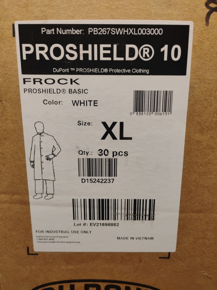 DuPont Proshield 10 White Frock Size XL Case of 30