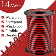 150FT 14 Gauge Wire, 2 Conductor Red & Black Electrical Cable, 14 AWG Ultra F…