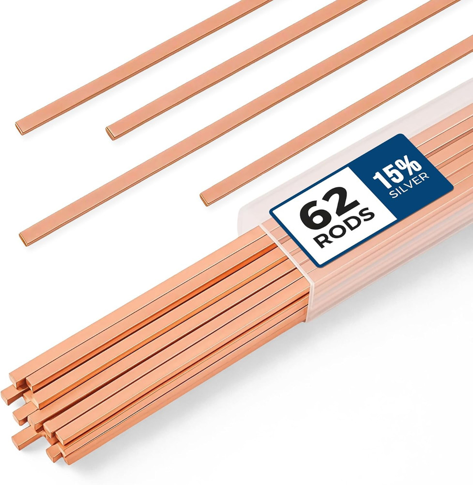 62 Pcs Brazing Rods AWS Bcup-5 15% Silver Solder Phos Copper Brazing Alloy Flat