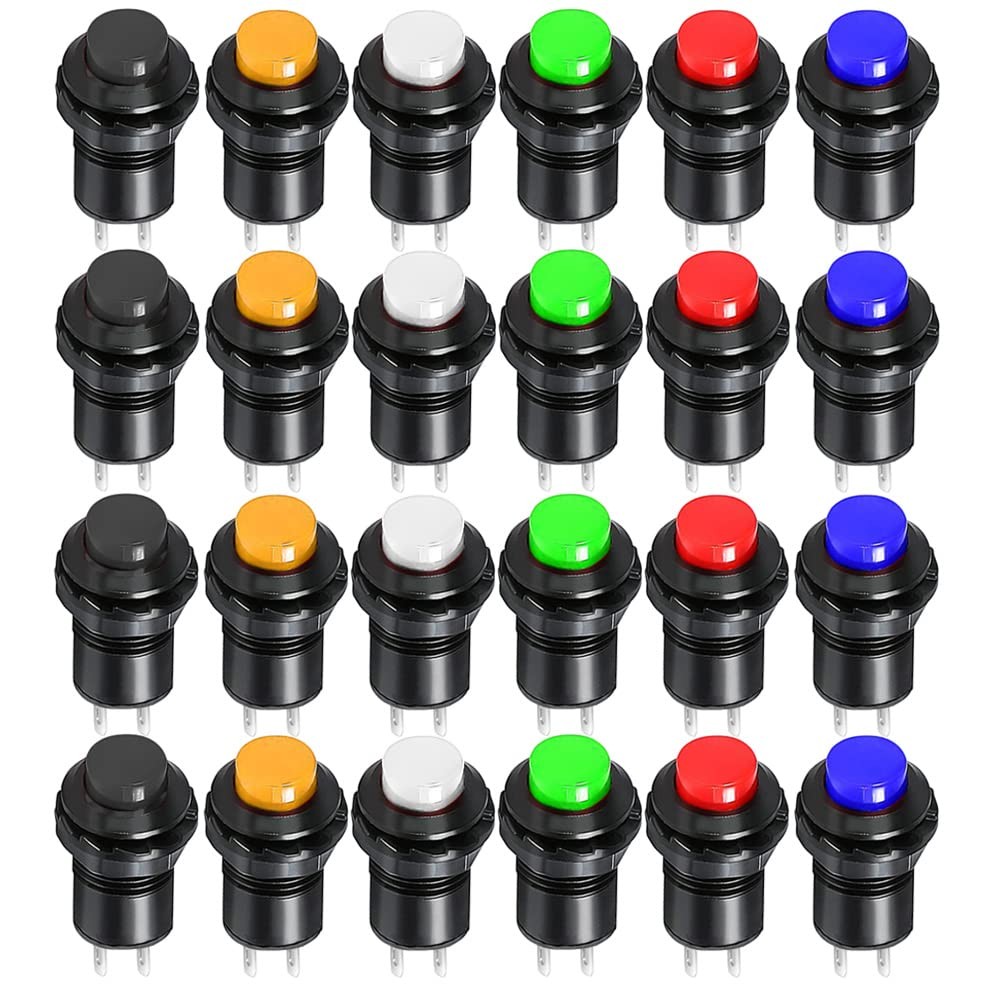 Gebildet 24pcs 12mm Momentary Push Button SPST ON/Off AC 250V/1.5A 125V/3A, L…